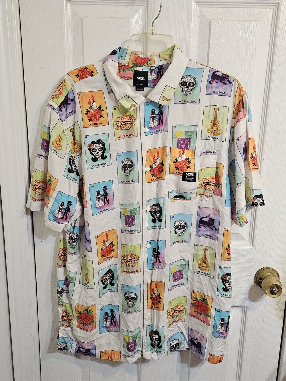 Vans Loteria Don Clemente Dia de Muertos Collection Mens XL Short Sleeve Shirt